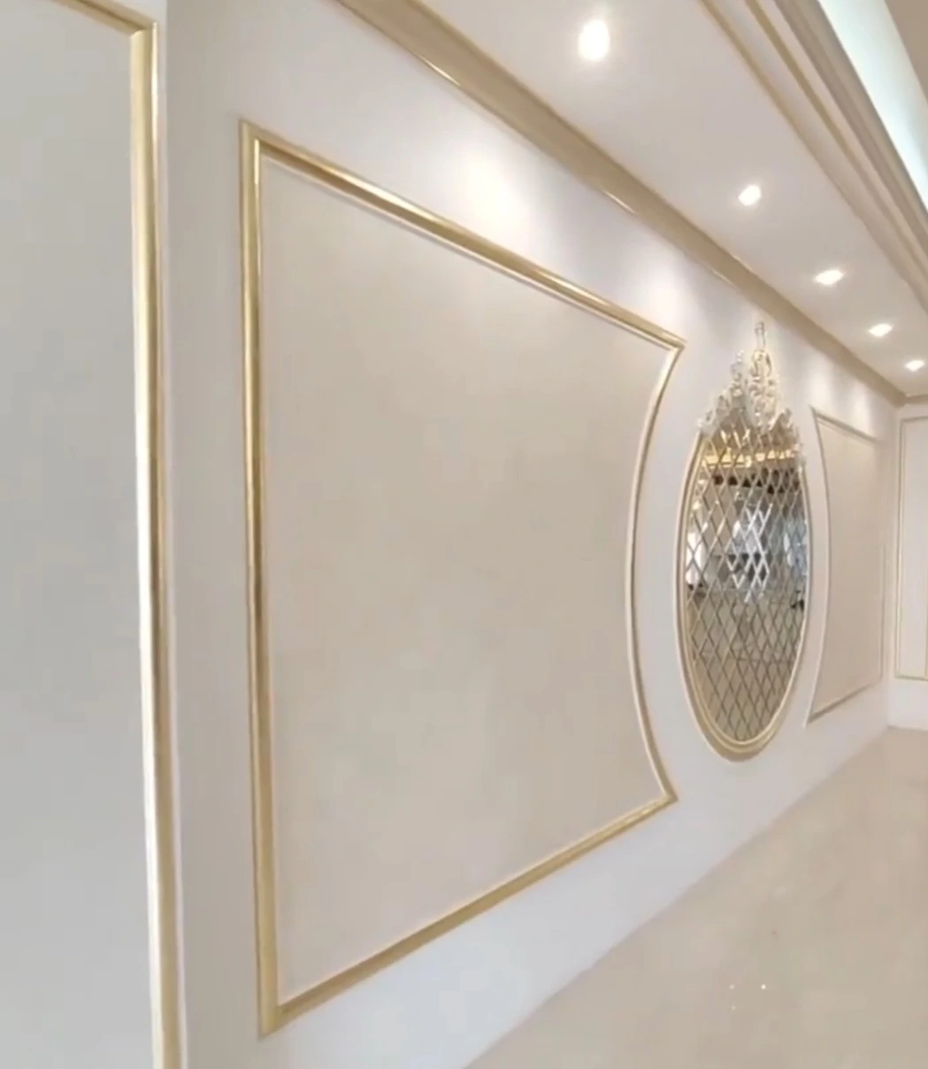 Elegant gold-accented wall paneling