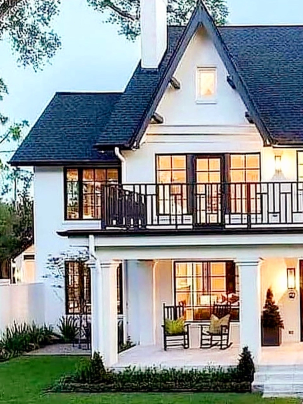 Beautifully painted white luxury home exterior